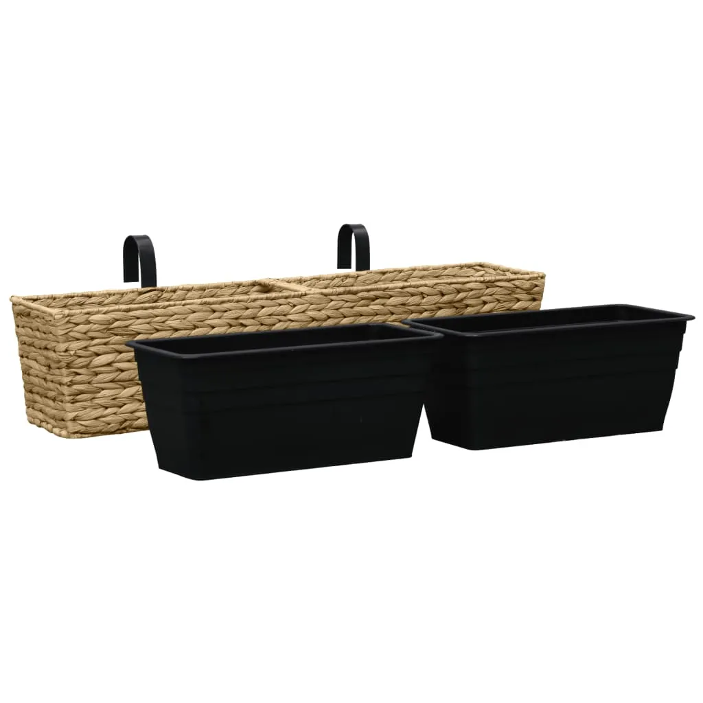 Pflanzgefäß-Set Wasserhyazinthe 80x20x18 cm mit 4 Kunststoff-Innentöpfen