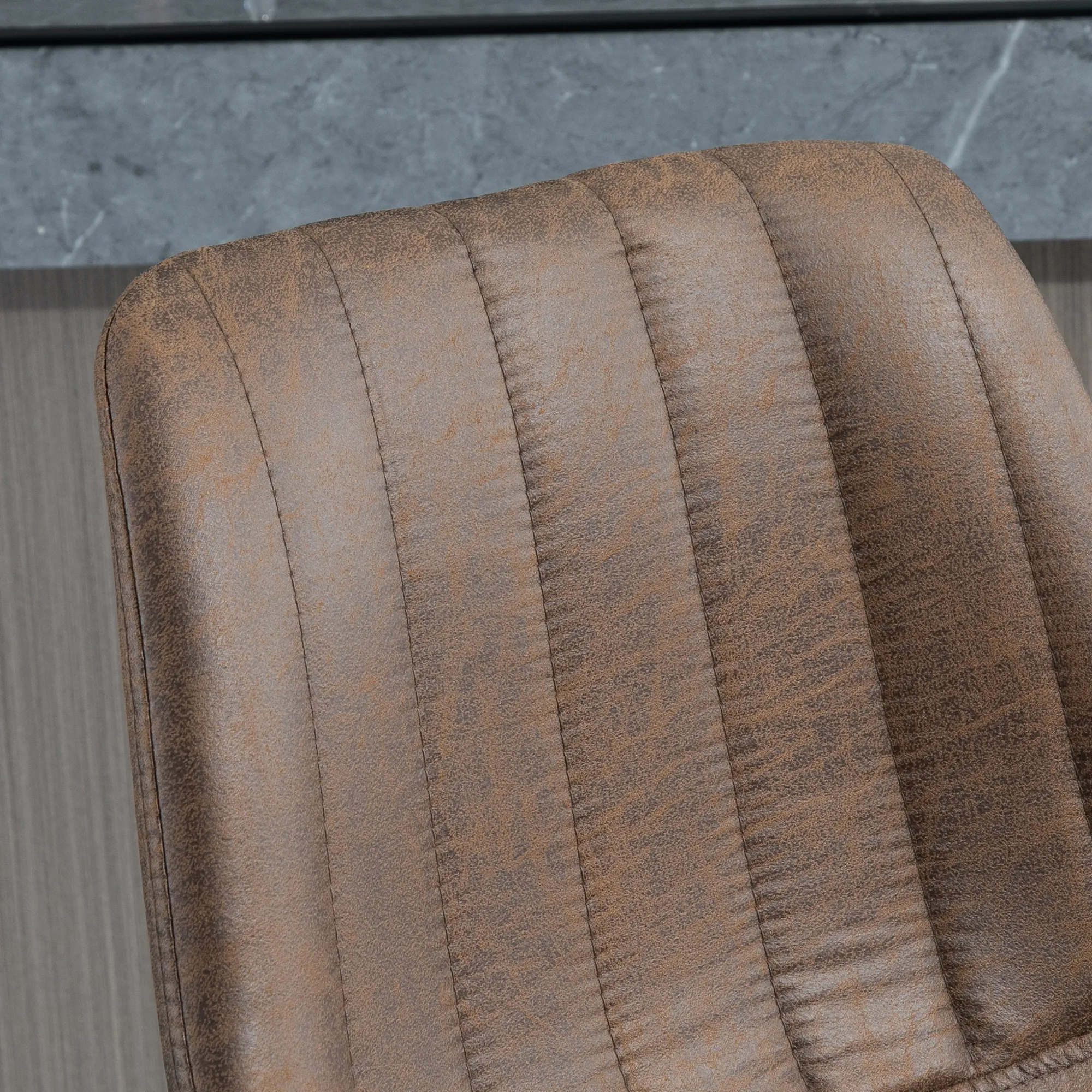 2er-Set Barhocker im Retrodesign, inkl. Fußstütze, höhenverstellbar, Gaslift, Braun + Schwarz