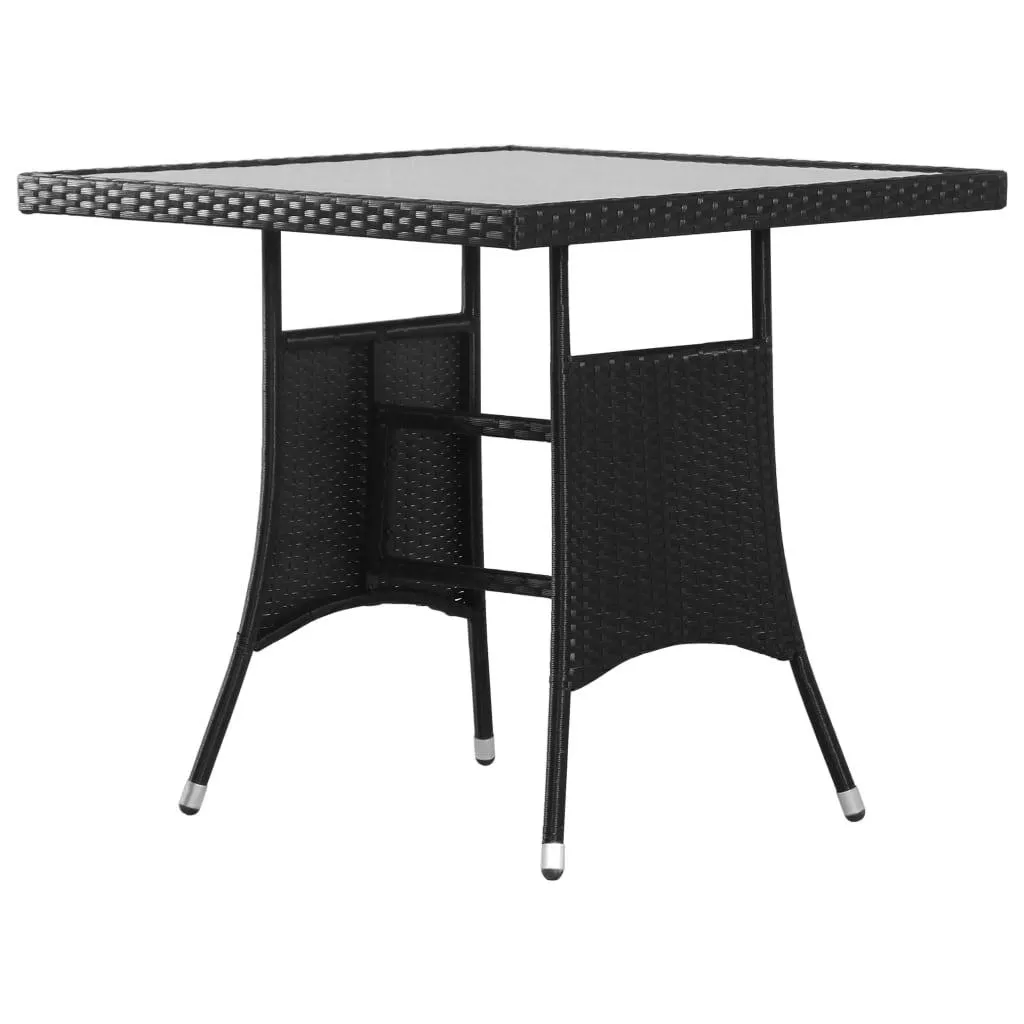 Gartentisch mit Glasplatte 80x80x74 cm Schwarz
