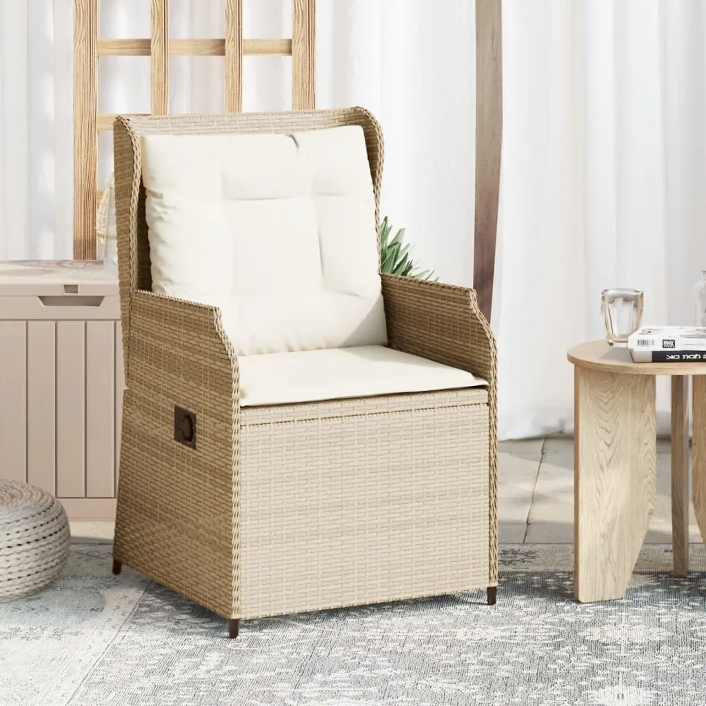 Verstellbarer Gartenstuhl Beige 55x67x95 cm mit PE-Rattan und Stahlrahmen
