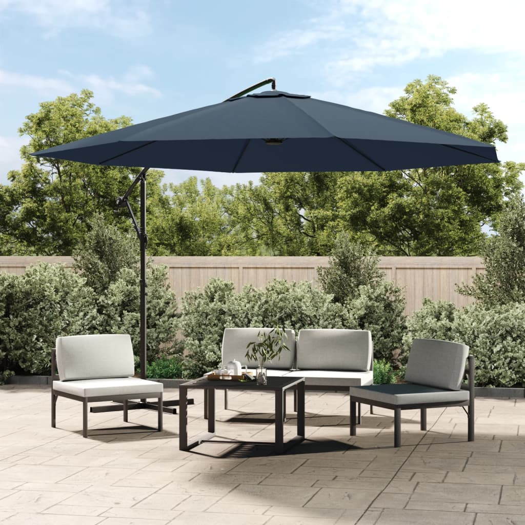 Hängesonnenschirm blau 3,5 m Durchmesser, Polyester, freitragend