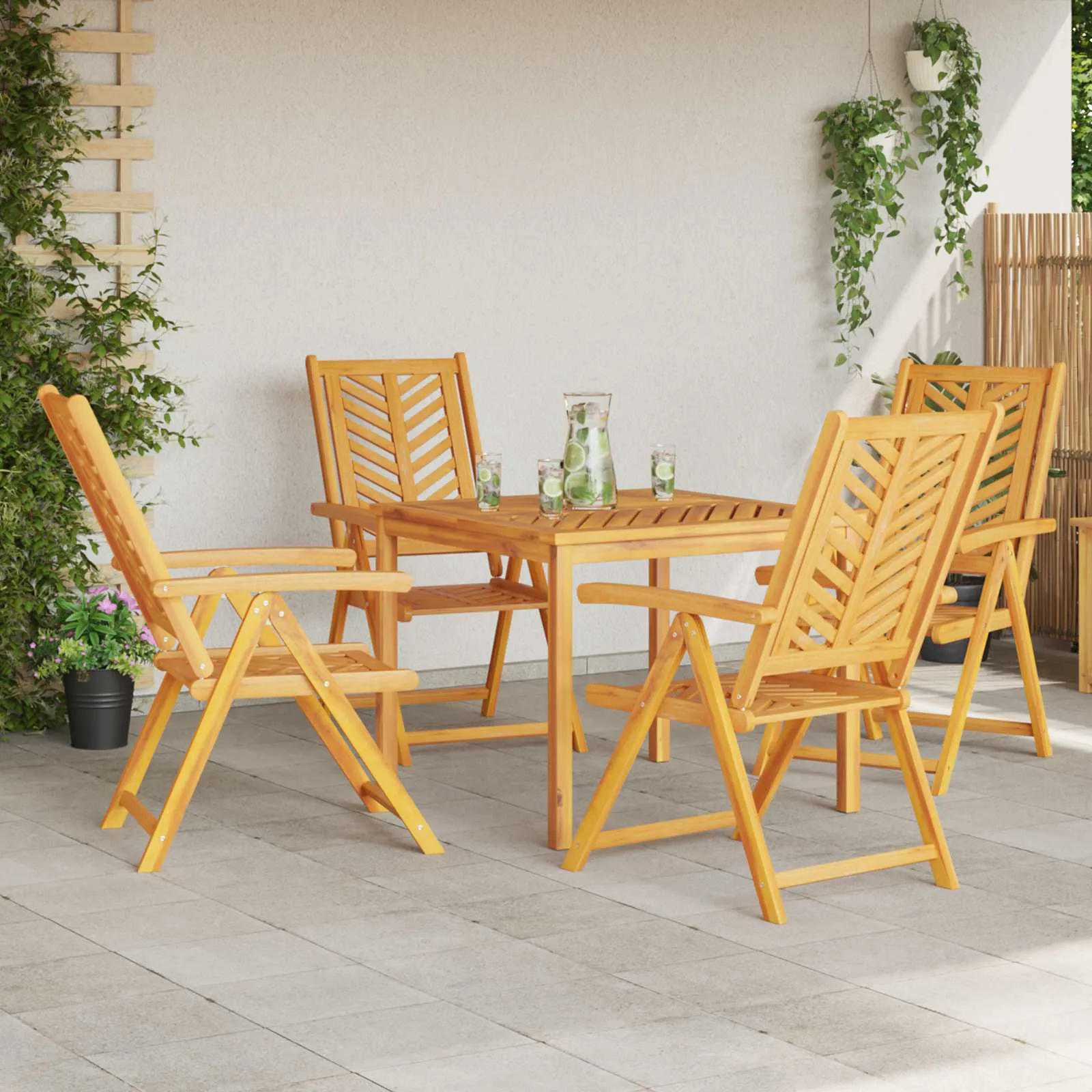 Verstellbarer Gartenstuhl aus Echtholz Braun 57 x 72 x 109 cm