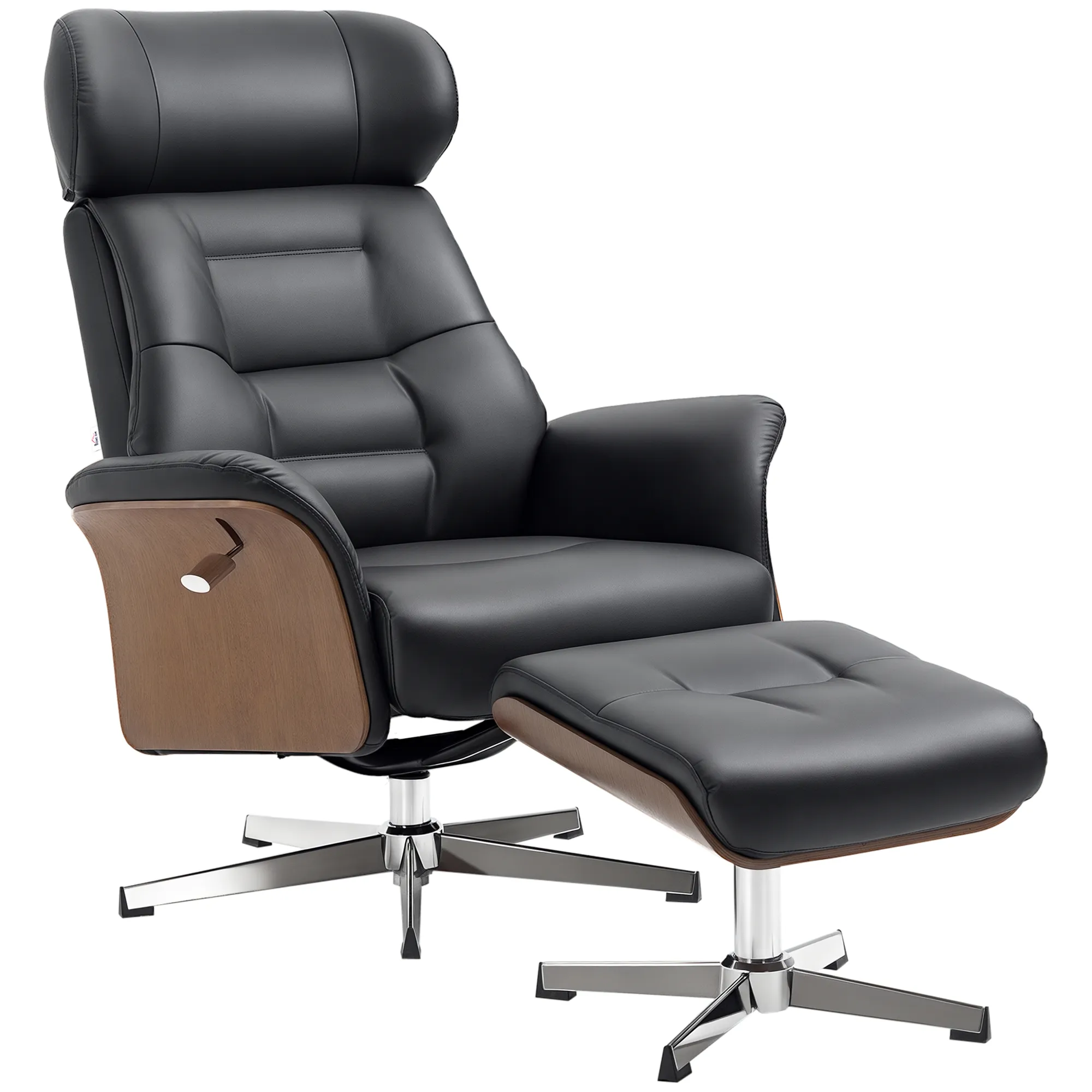 Relaxsessel mit Fußhocker, um 360° drehbar, Liegefunktion, Lesesessel, schwarz, 80 x 84 x 108 cm