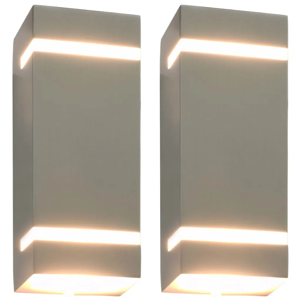 Outdoor-Wandleuchte Edelstahl 75x95x238 mm Silbern, 2er-Set