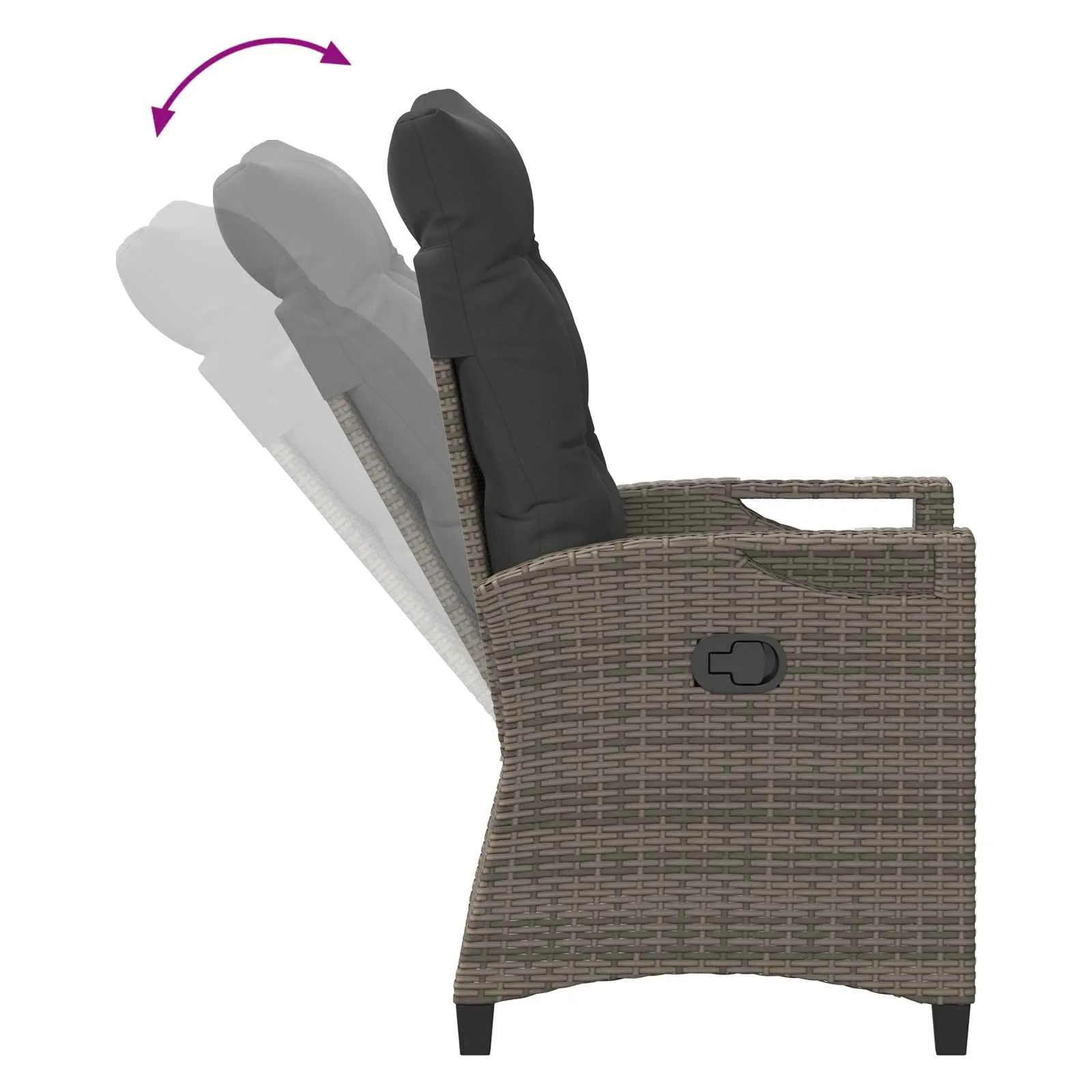 Verstellbarer Gartenstuhl mit Klapptisch 56x60x112 cm Grau