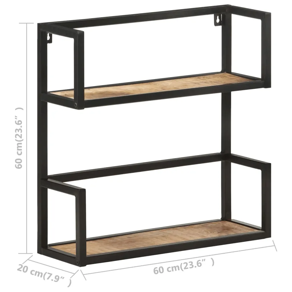 Wandregal 60x20x60 cm Raues Mangoholz