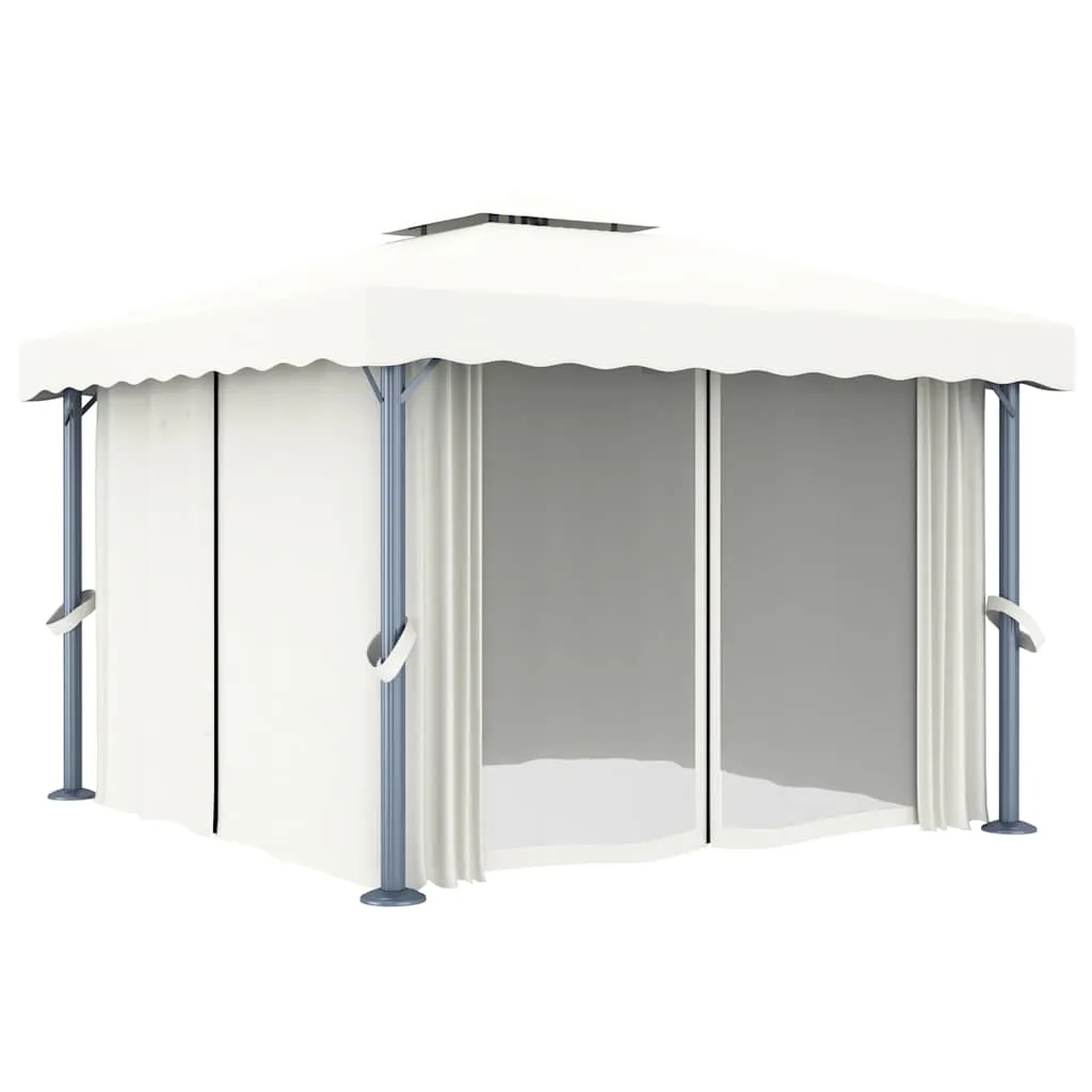 Stilvoller Pavillon 3x3 m Cremeweiß mit Aluminium- und Stahlgestell
