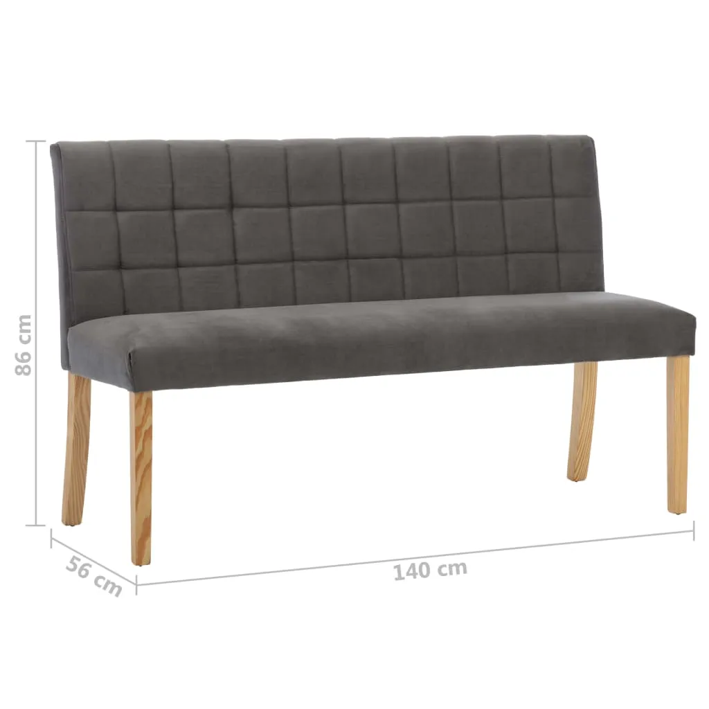 Klassische Sitzbank mit Stepp-Rückenlehne 140x56x86 cm Grau