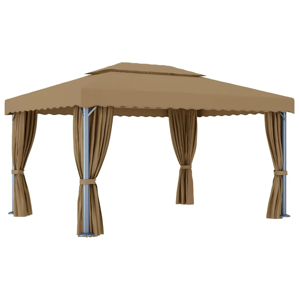 Eleganter Pavillon 4 x 3 m in Taupe mit Doppeldachdesign
