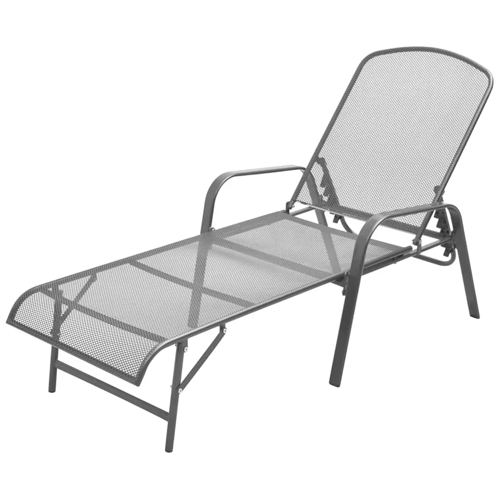 Sonnenliegen-Set Anthrazit 66x(154-183)x(65-103) cm mit Klapptisch 38x38x38 cm