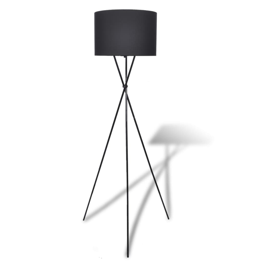 Stehleuchte mit Lampenschirm CORNELIA Polyester Standleuchte Schwarz