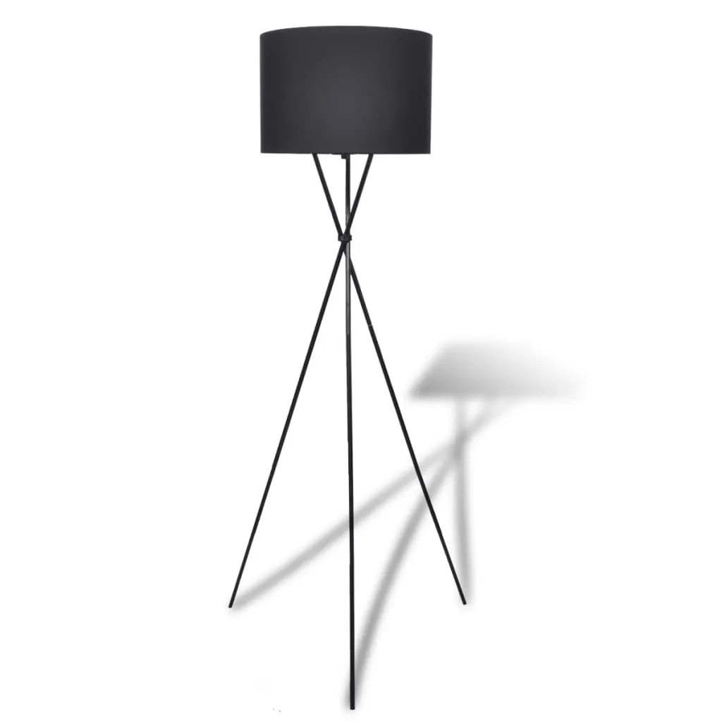 Stehleuchte mit Lampenschirm CORNELIA Polyester Standleuchte Schwarz Stehleuchte mit Lampenschirm CORNELIA Polyester Standleuchte Schwarz