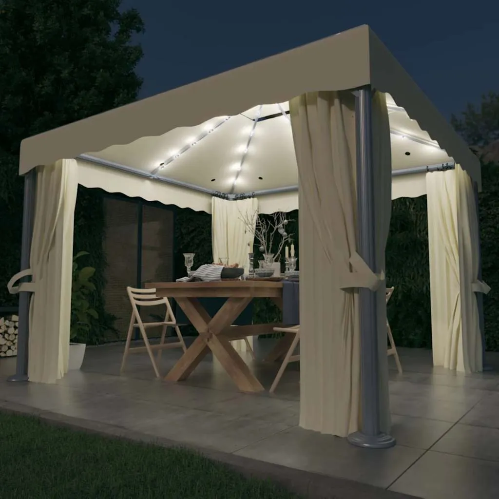 Stilvoller Pavillon 3x3 m Cremeweiß mit Aluminium- und Stahlgestell