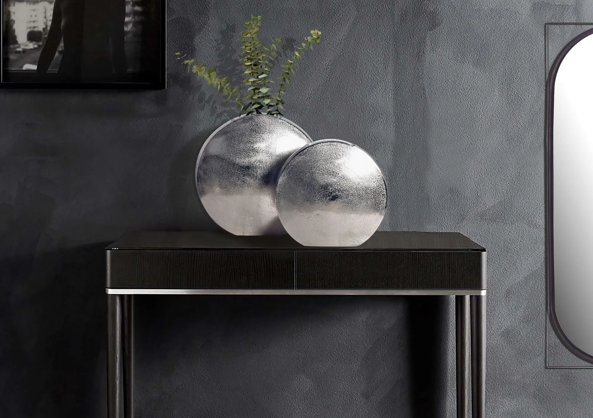 Deko Vase 2er Set Aluminium Silber Blumenvase Modern