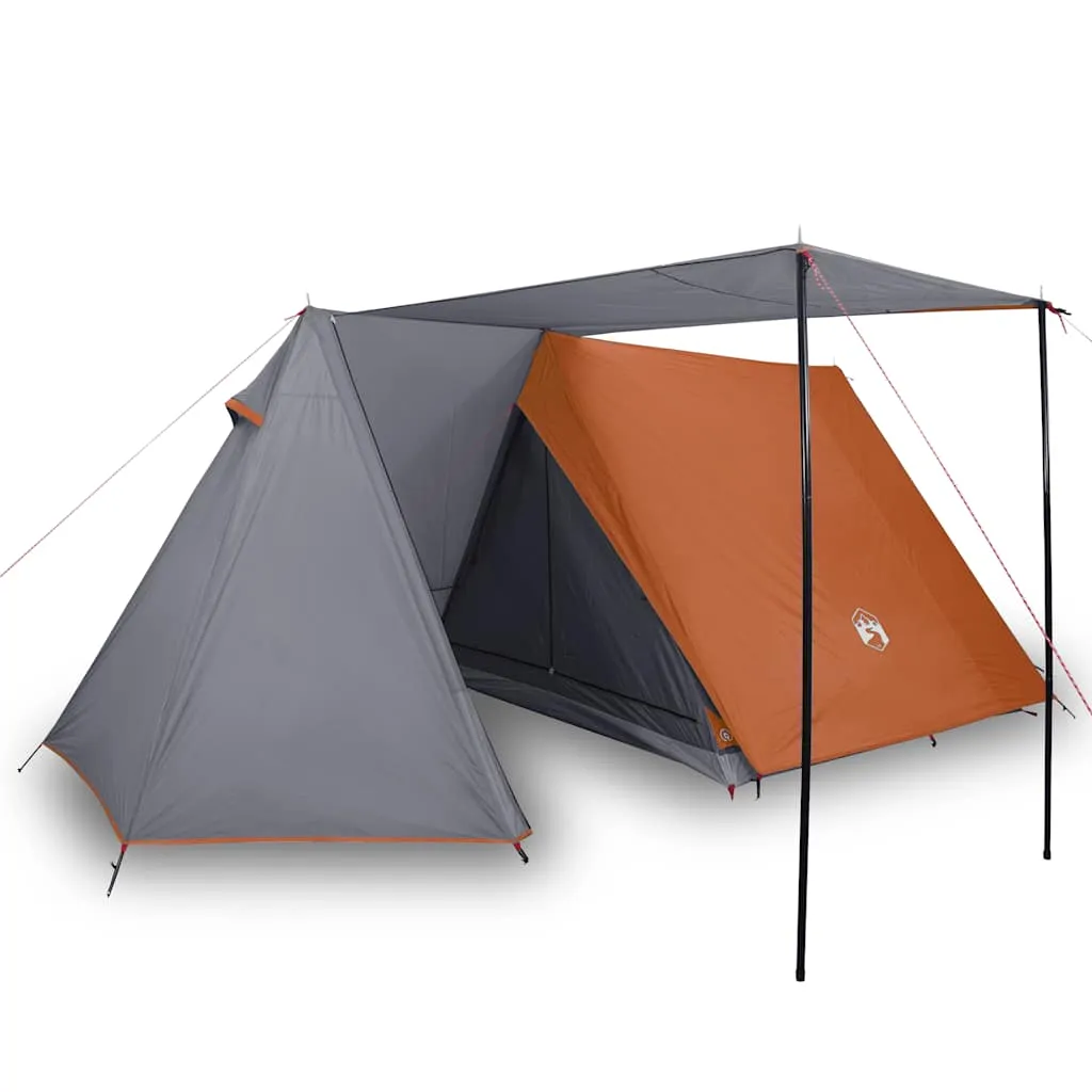 Campingzelt Grau und Orange 470x220x170 cm mit PU-beschichtetem Polyester