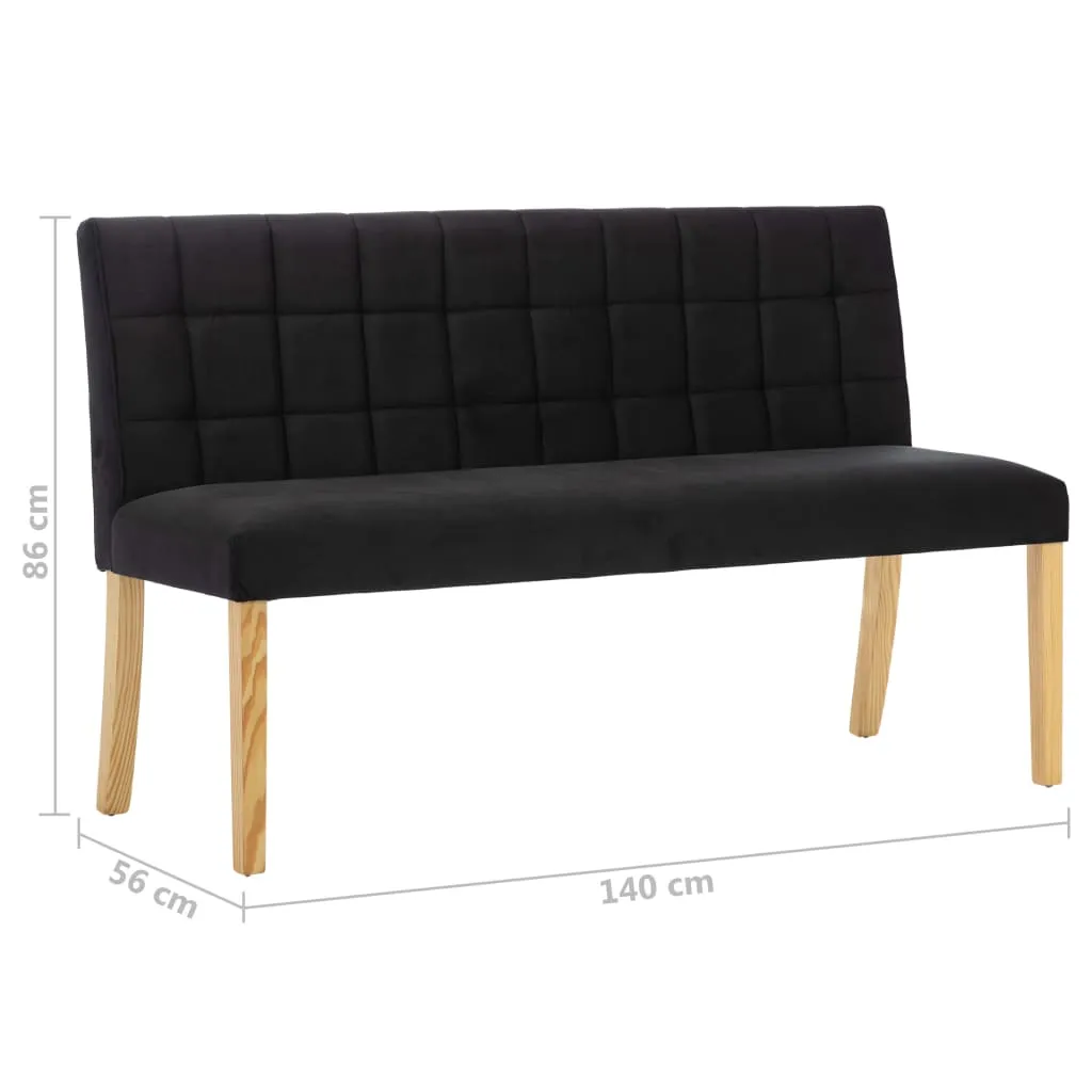 Schlichte Sitzbank mit Rückenlehne 140x56x86 cm in Schwarz