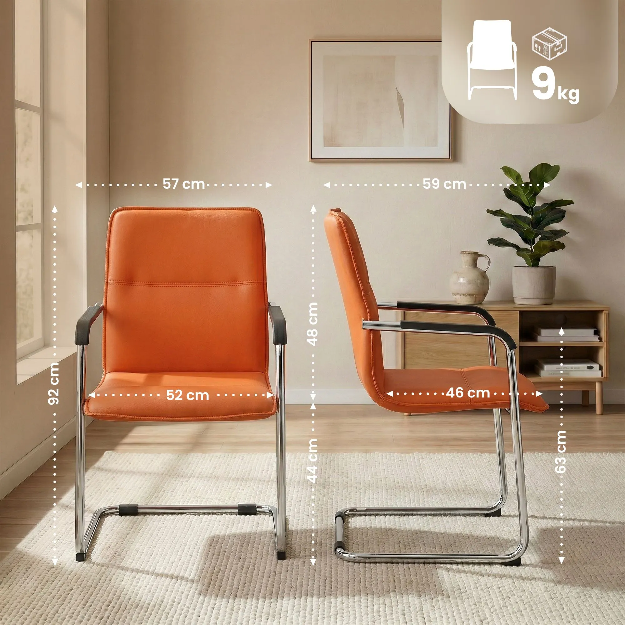 Freischwinger Seattle 92x57x59 cm orange