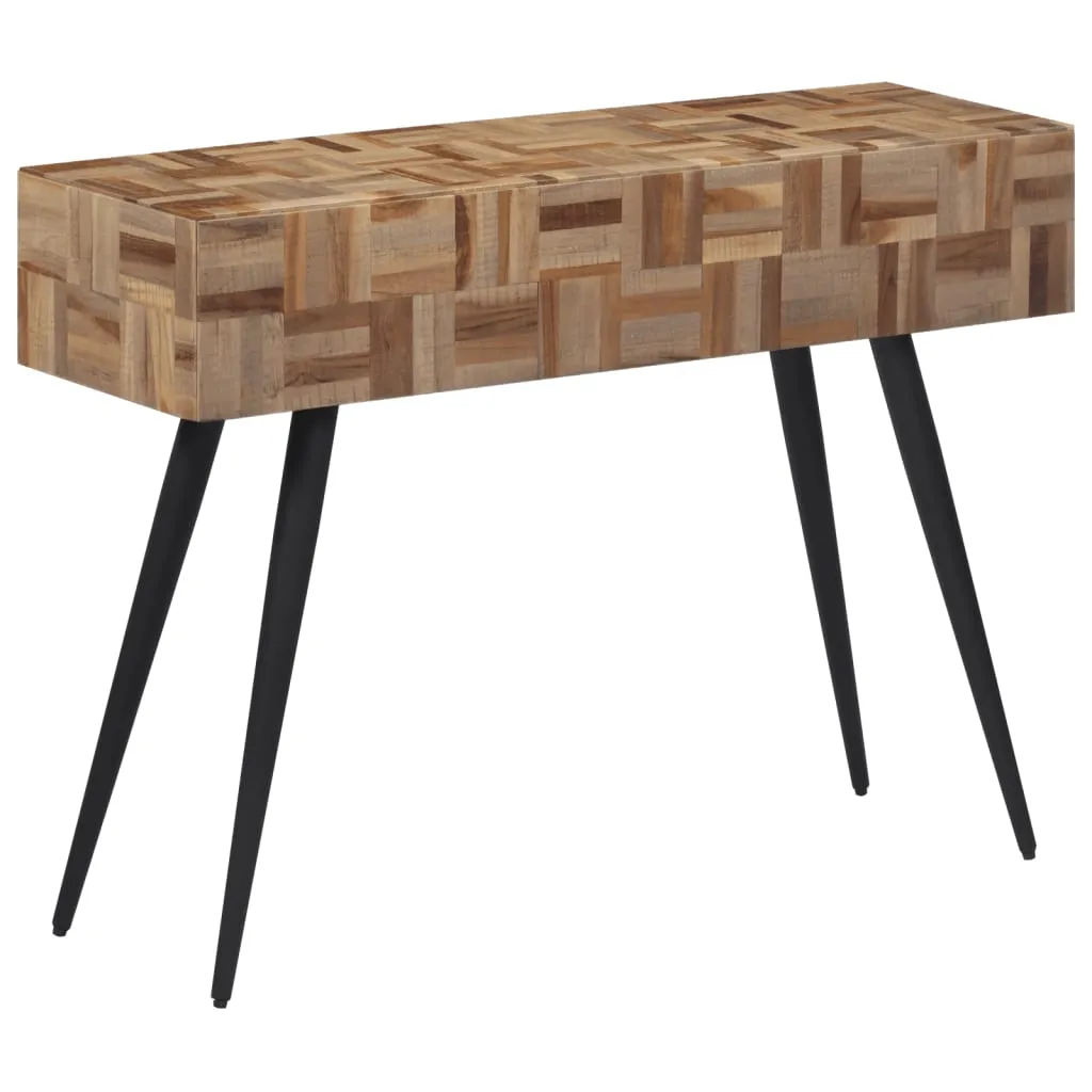 Konsolentisch aus Naturholz mit Eisengestell 110x34x80 cm Schwarz Grau