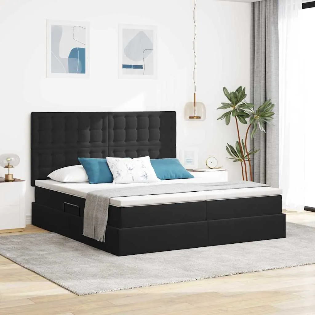 Aufbewahrungsbett mit Matratze 180 x 200 cm Schwarz