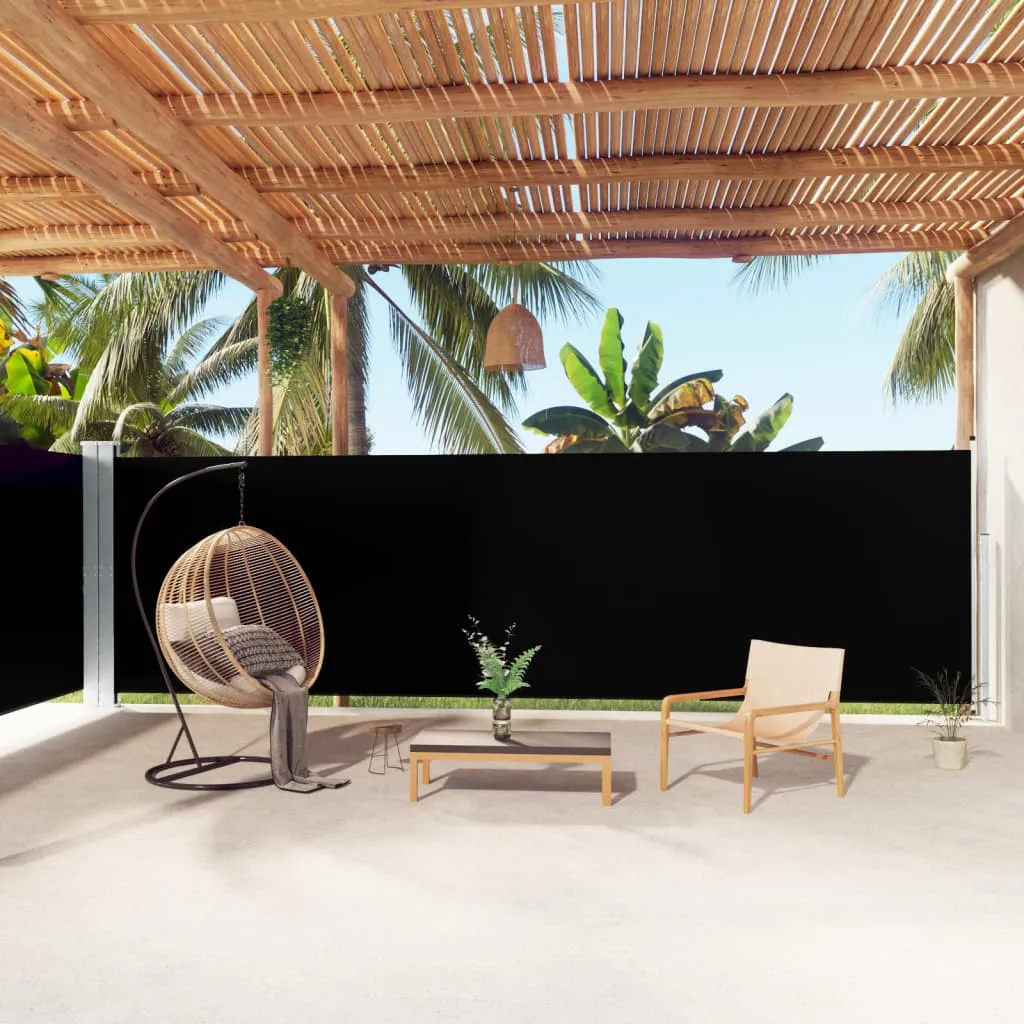Garten-Seitenmarkise Schwarz 180 x 0-1000 cm mit automatischer Rückrollfunktion