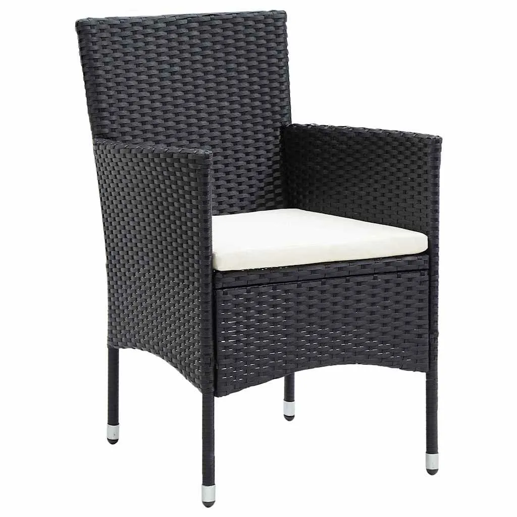 Modernes Gartendining-Set Schwarz 160x80x73 cm Tisch & 52x57x84 cm Stühle