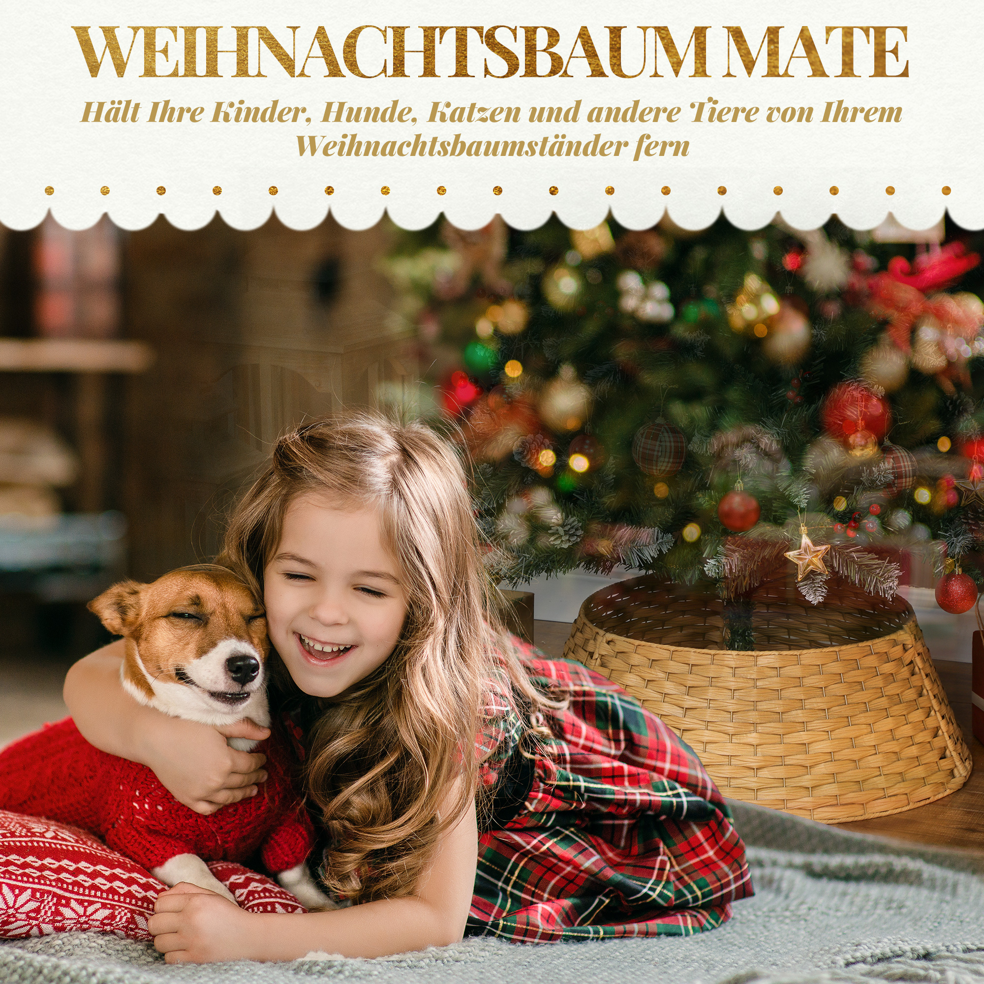 Weihnachtsbaumrock Kragen Kunststoff Naturholz Ø 68 cm