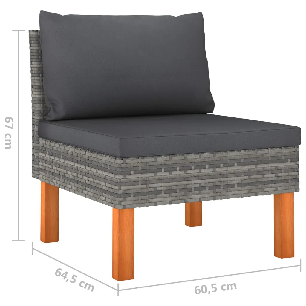8-tlg. Garten-Lounge-Set mit Kissen Poly Rattan Grau