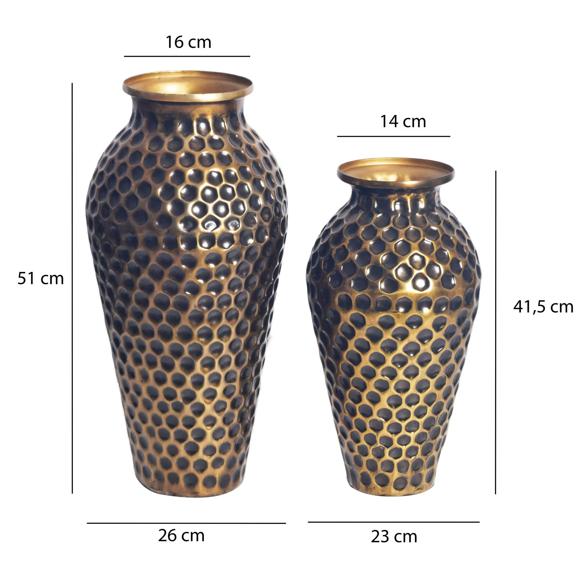 Deko Vase 2er Set Aluminium Gold Amphore Blumenvase Modern