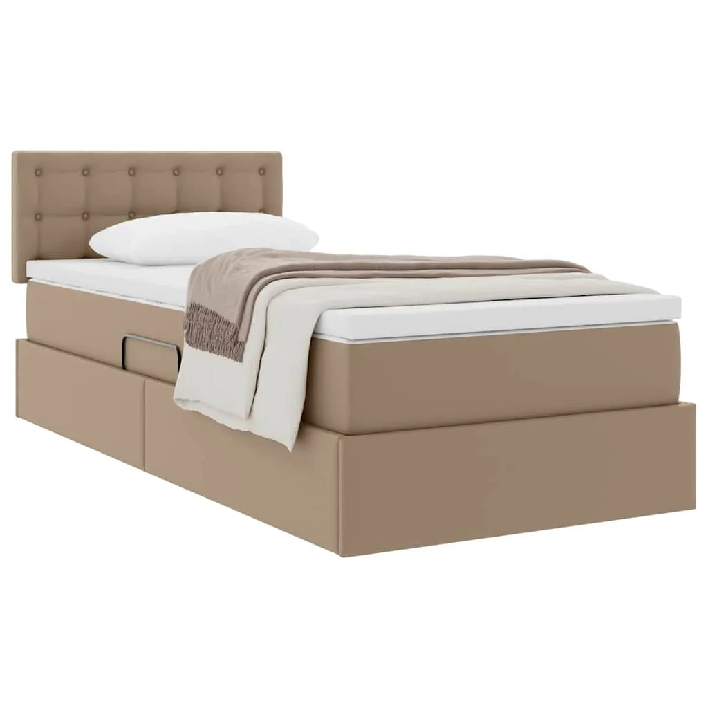 Aufbewahrungsbett mit Matratze 90 x 200 cm Cappuccino