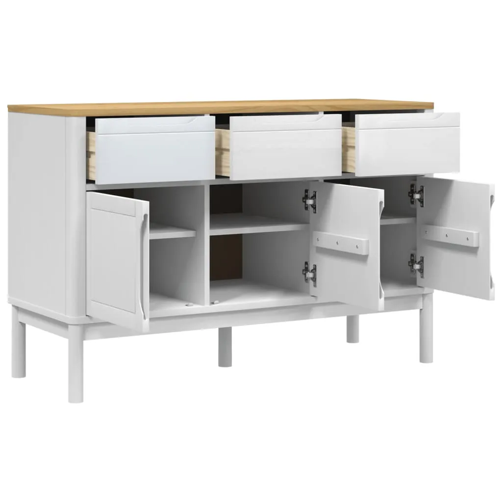 Modernes Sideboard aus massivem Kiefernholz Weiß 114x43x74 cm