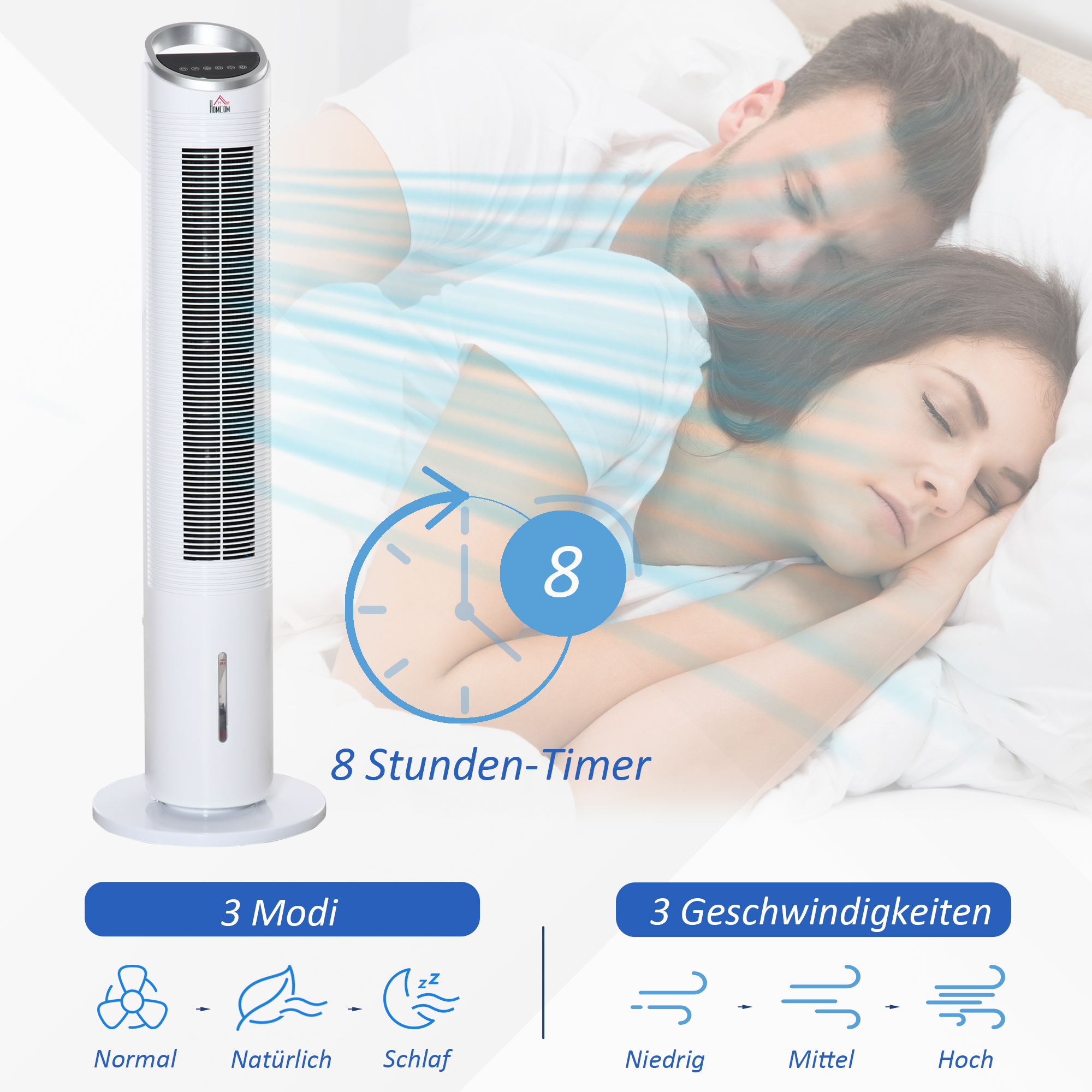 Ventilator mit Eisboxen, 30 cm Durchmesser, Weiß