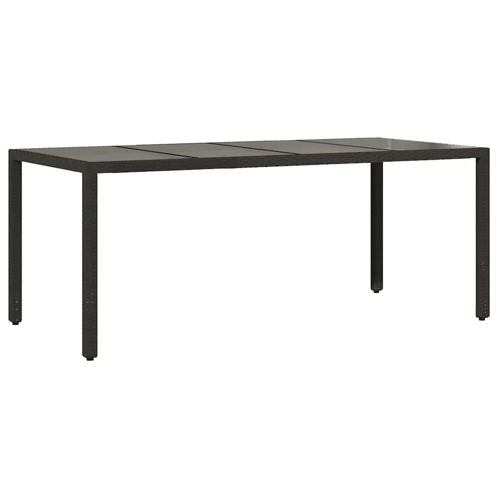 Gartentisch mit Glasplatte 190 x 90 x 75 cm Schwarz