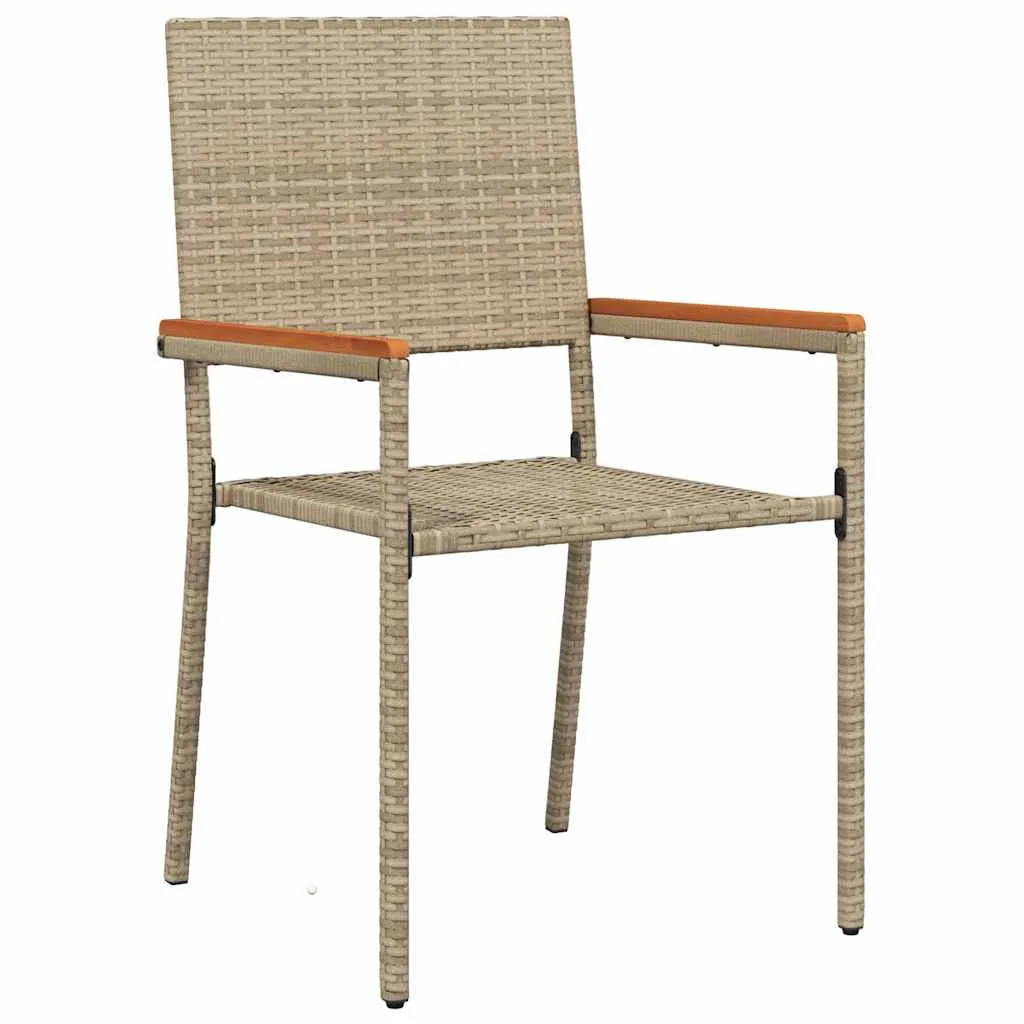Gartentisch-Set Beige 190x80x75 cm mit Echtholz Armlehnen