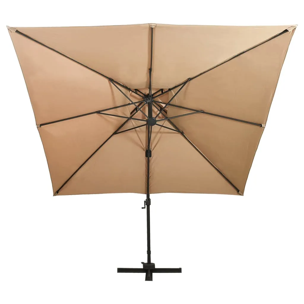 Ampelschirm mit Doppeldach 300 x 300 cm Taupe