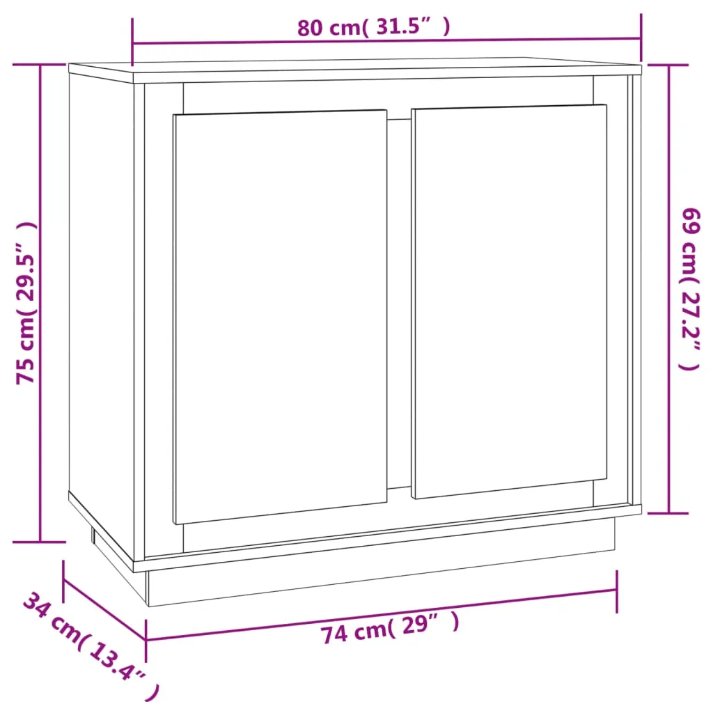 Sideboard Grau Sonoma 80x34x75 cm Holzwerkstoff