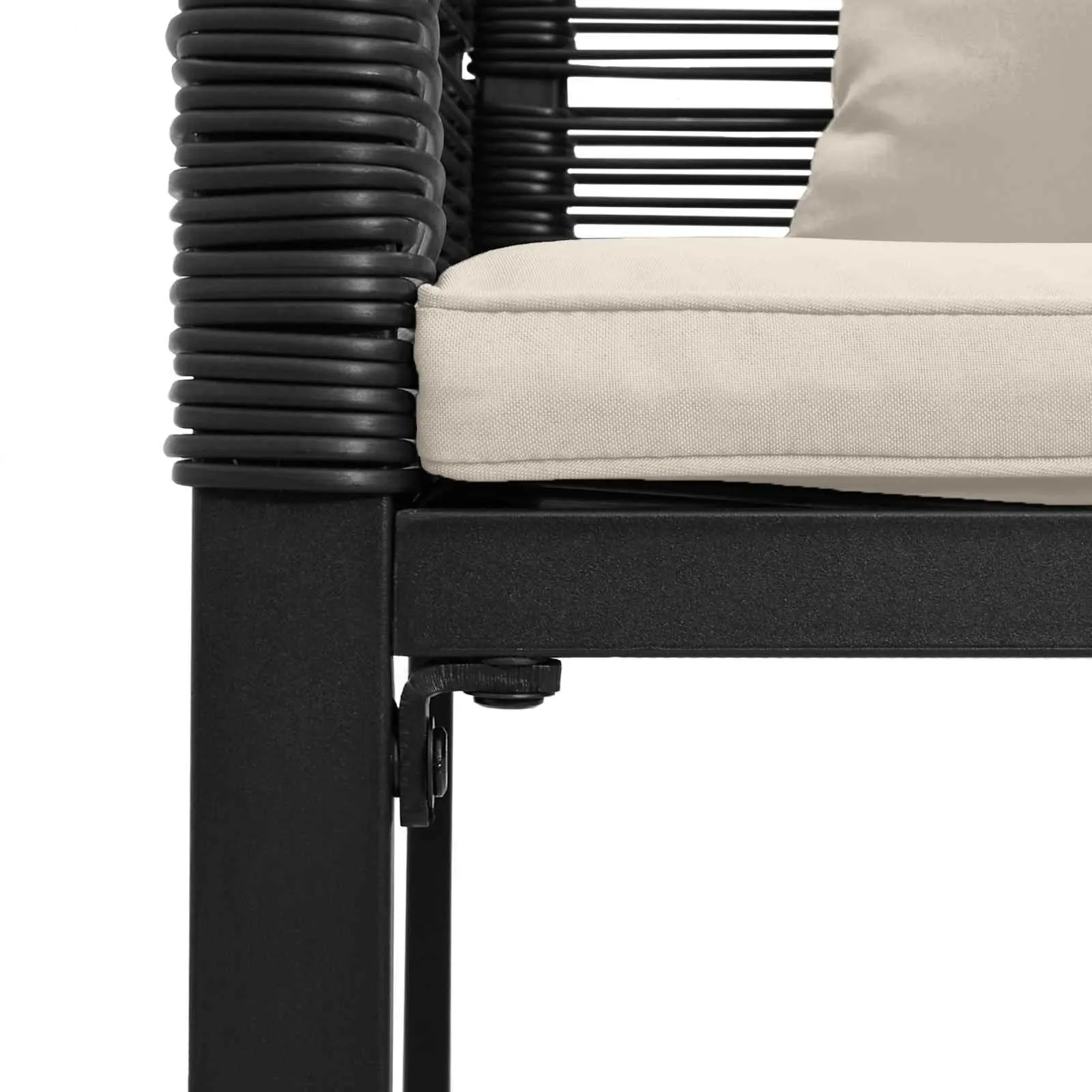 Rustikales Möbelset Schwarz und Cremeweiß 2x Sessel 58x54x74,5 cm