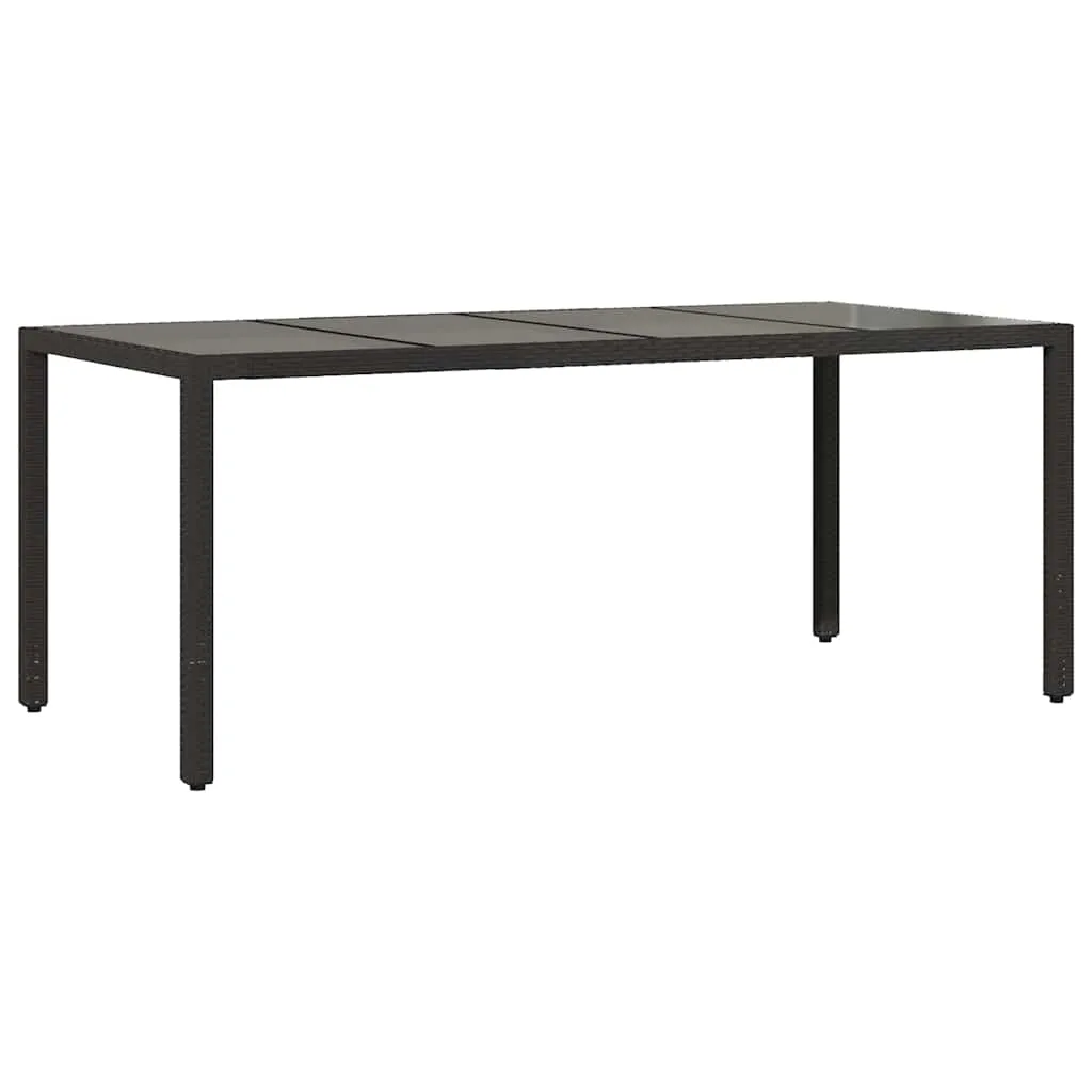 Gartentisch mit Glasplatte 190 x 90 x 75 cm Schwarz