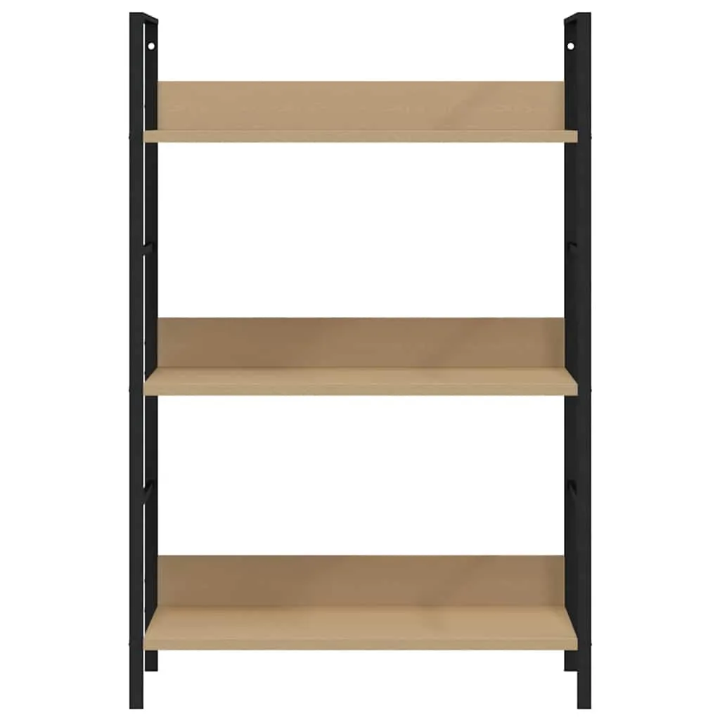 Standregal 60x27,6x90,5 cm in Eichen-Optik und Schwarz mit 3 Ablagen
