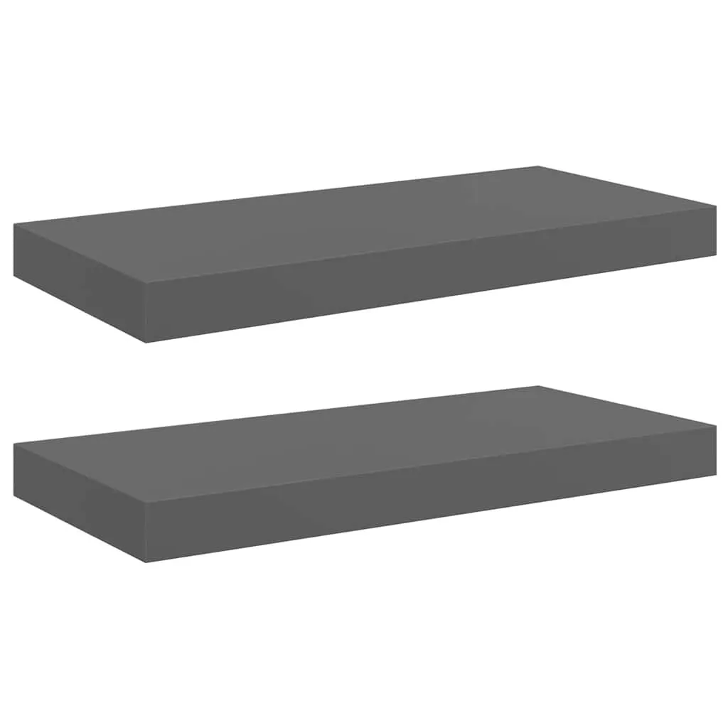 2er Set Schweberegal 50x23x3,8 cm Hochglanz-Grau