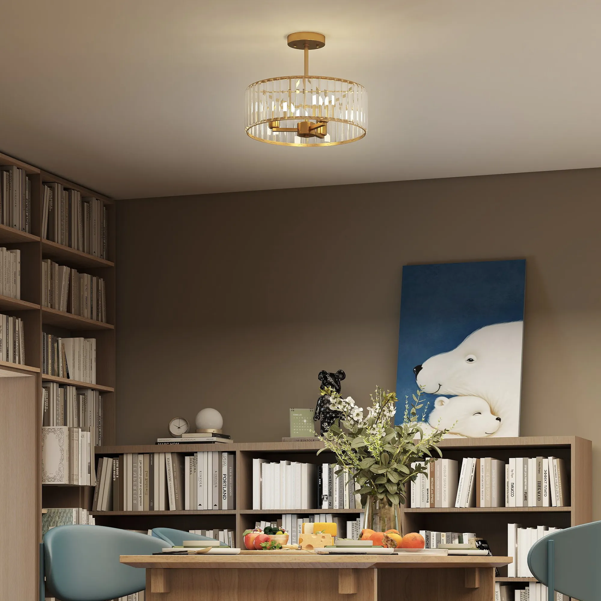 Kronleuchter-Deckenlicht Ø39 x 32H cm in Goldton