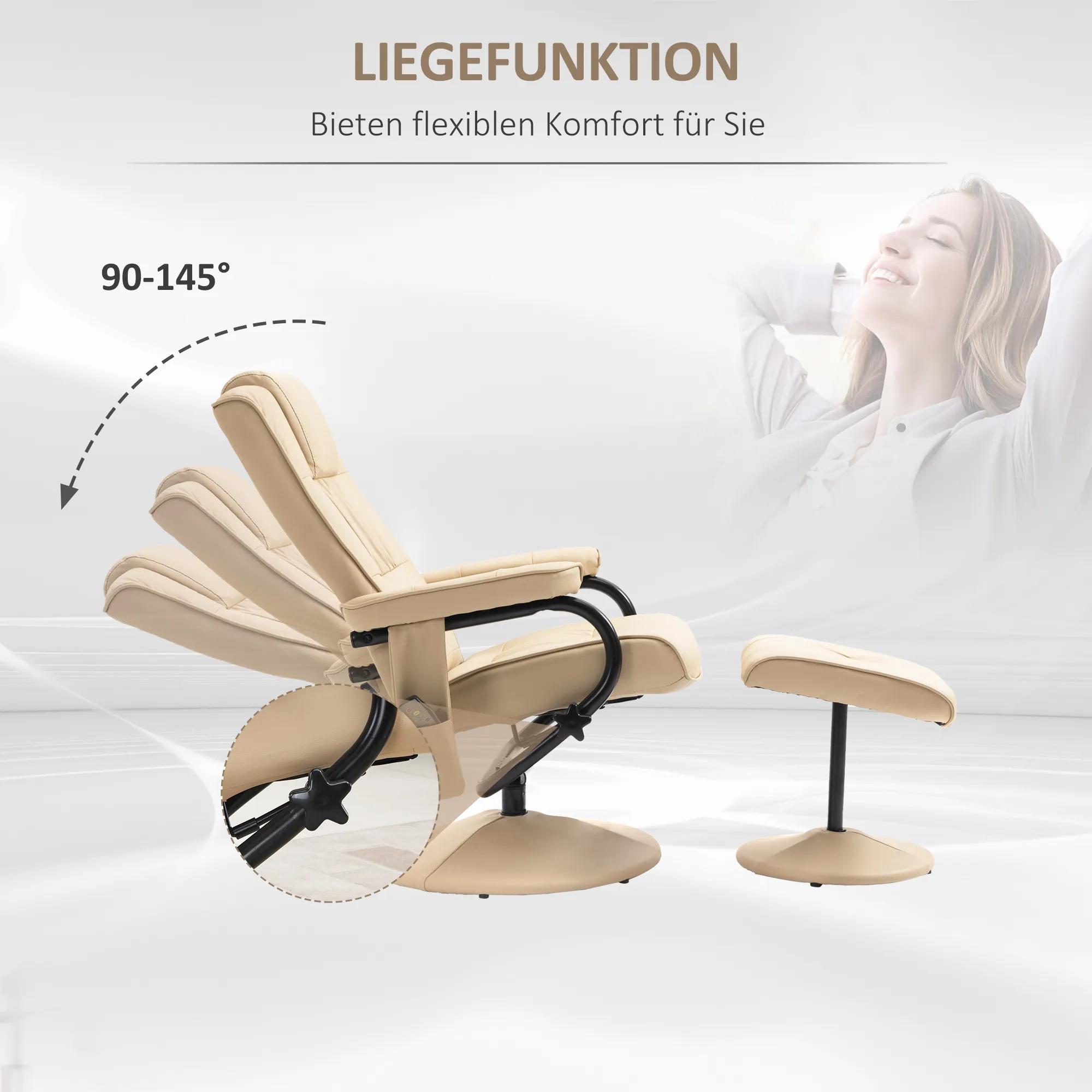 Relaxsessel mit Hocker 77x84x95 cm Creme