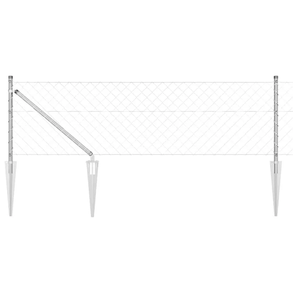Zaunpfosten Set aus Stahl 2500 x 3,2 x 80 cm Silber