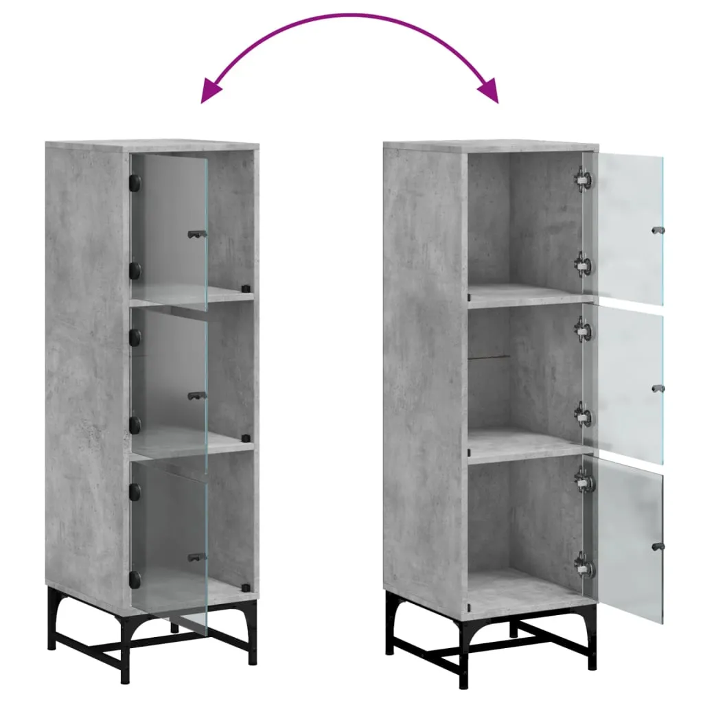 Highboard mit Glastüren Betongrau 35x37x120 cm