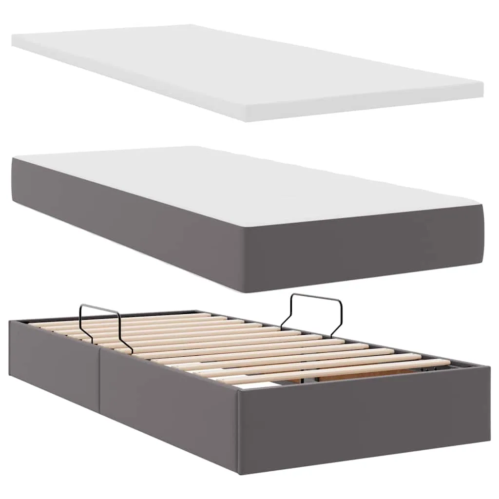 Aufbewahrungsbett mit Matratze 90 x 200 cm Grau