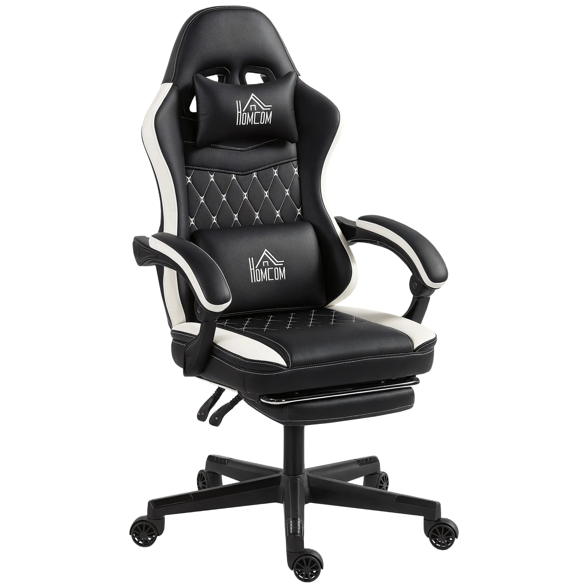Gaming-Stuhl Schwarz+Weiß 64B x 65T x 118-128H cm