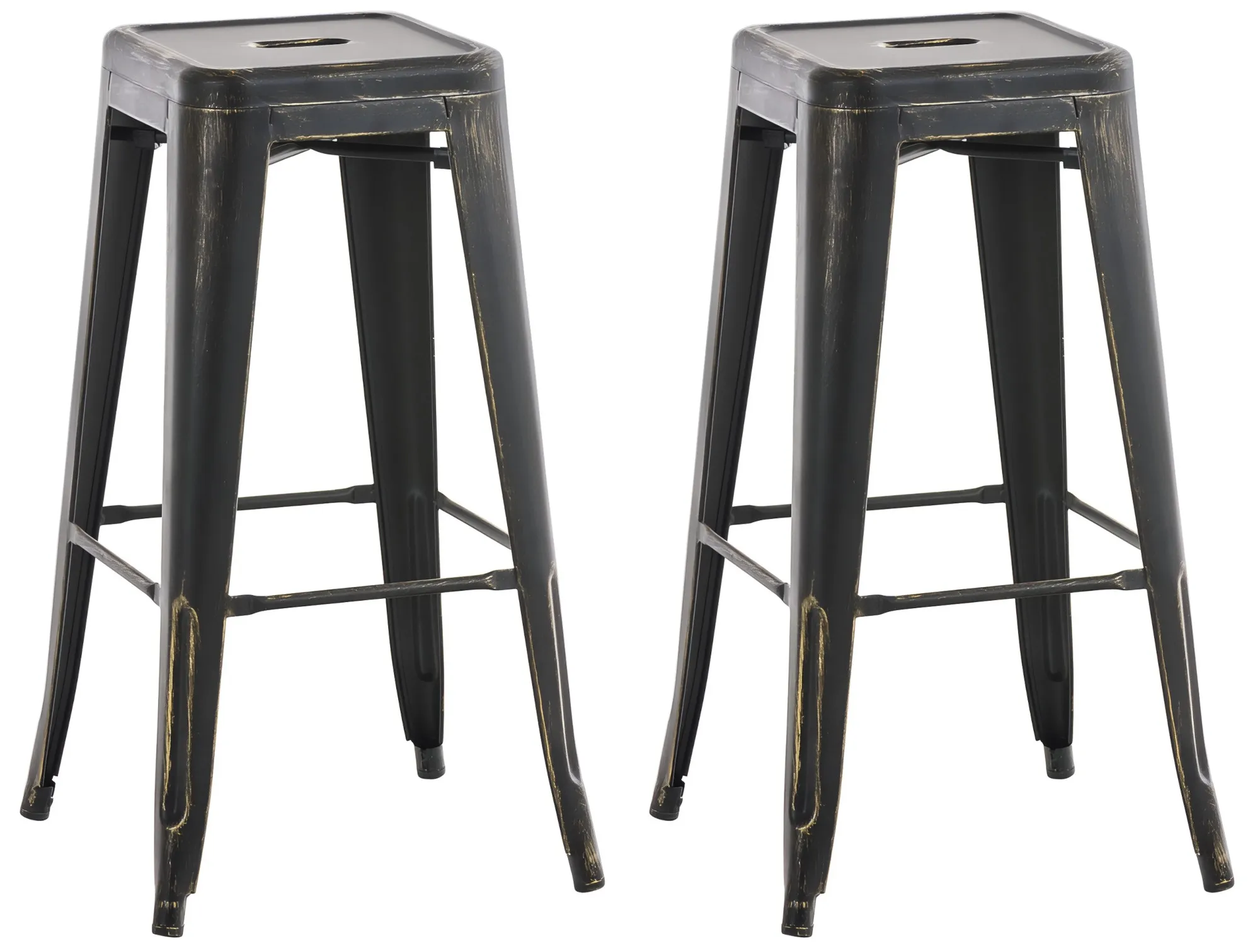 Barhocker Joshua Set 2-teilig 76x43x43 cm schwarz-gold