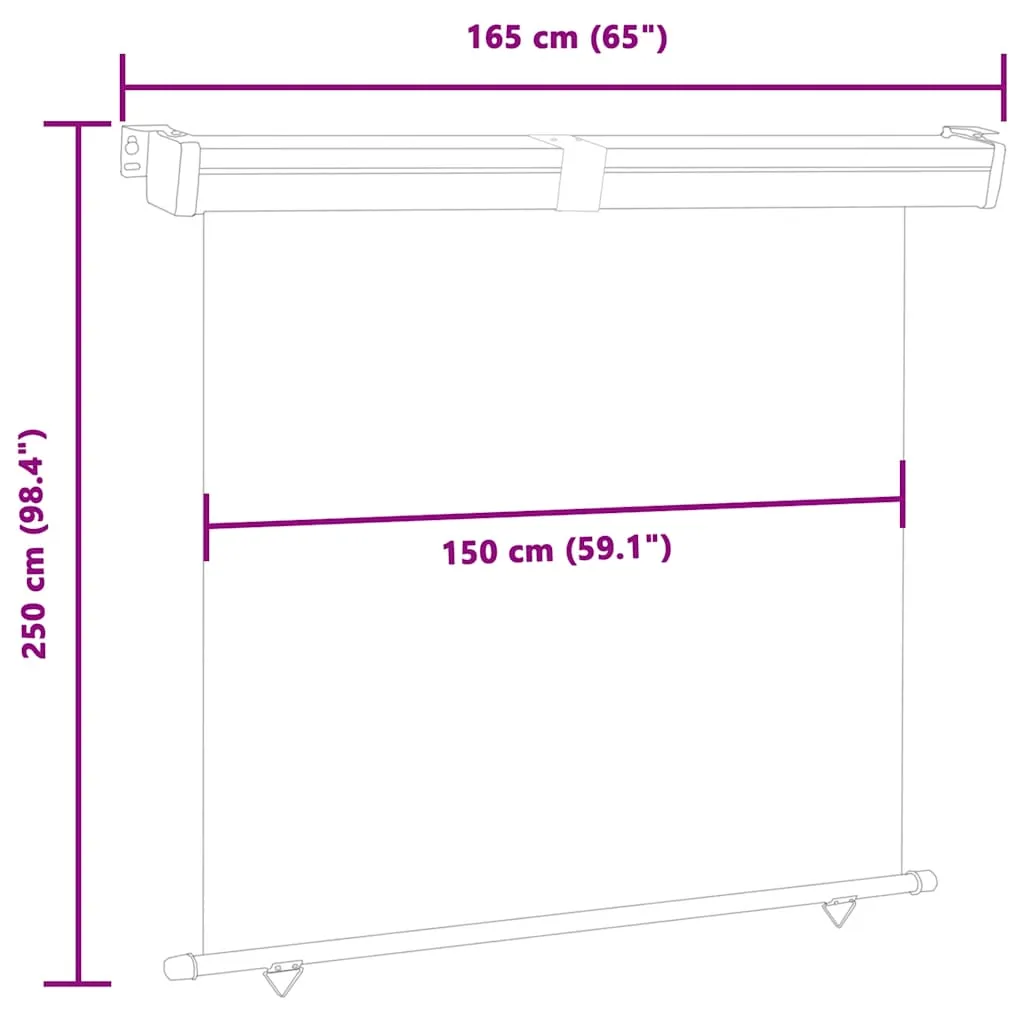 Seitenmarkise Grau 165 x 250 cm mit UV-beständigem Polyester