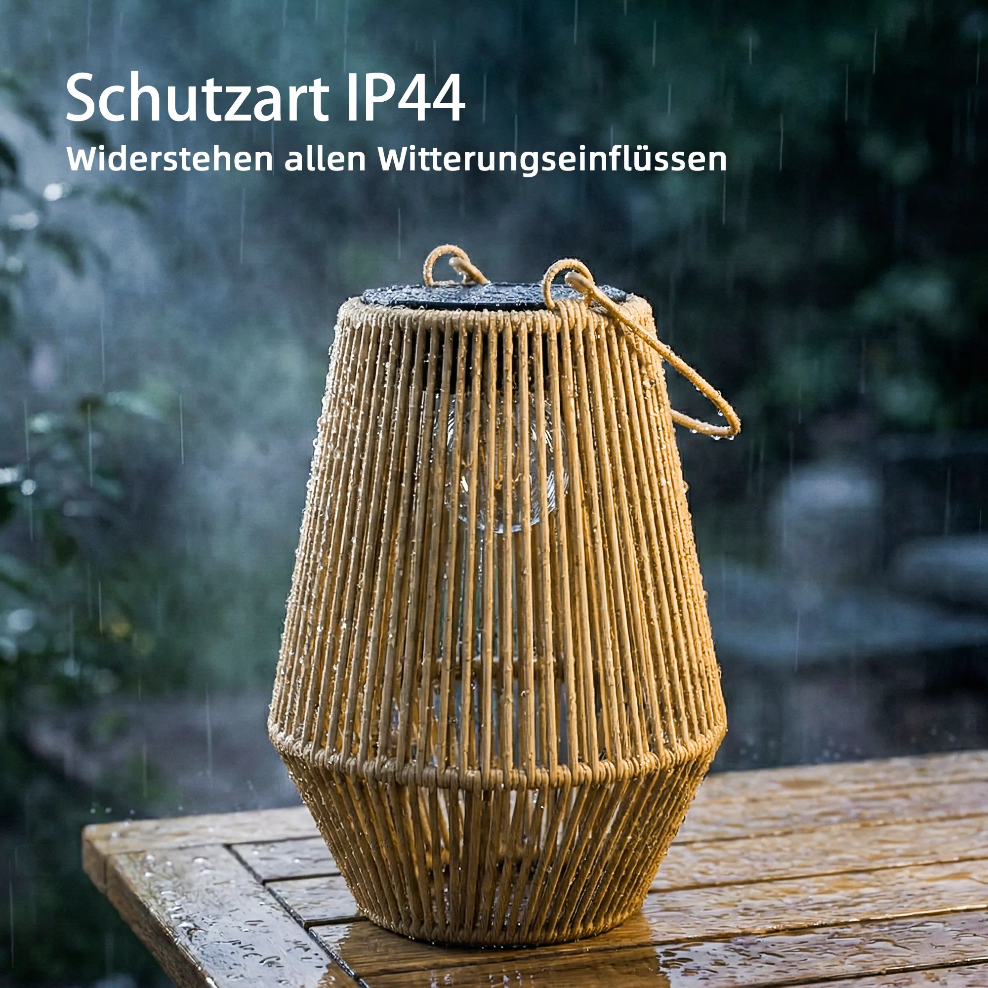 Solar Hängelampen Set Rattan Optik IP44 wasserdicht, Braun