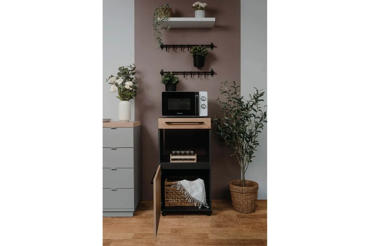 finori Rollcontainer Palma 50x95,5 cm Anthrazit / Artisan Oak Schubladenschrank