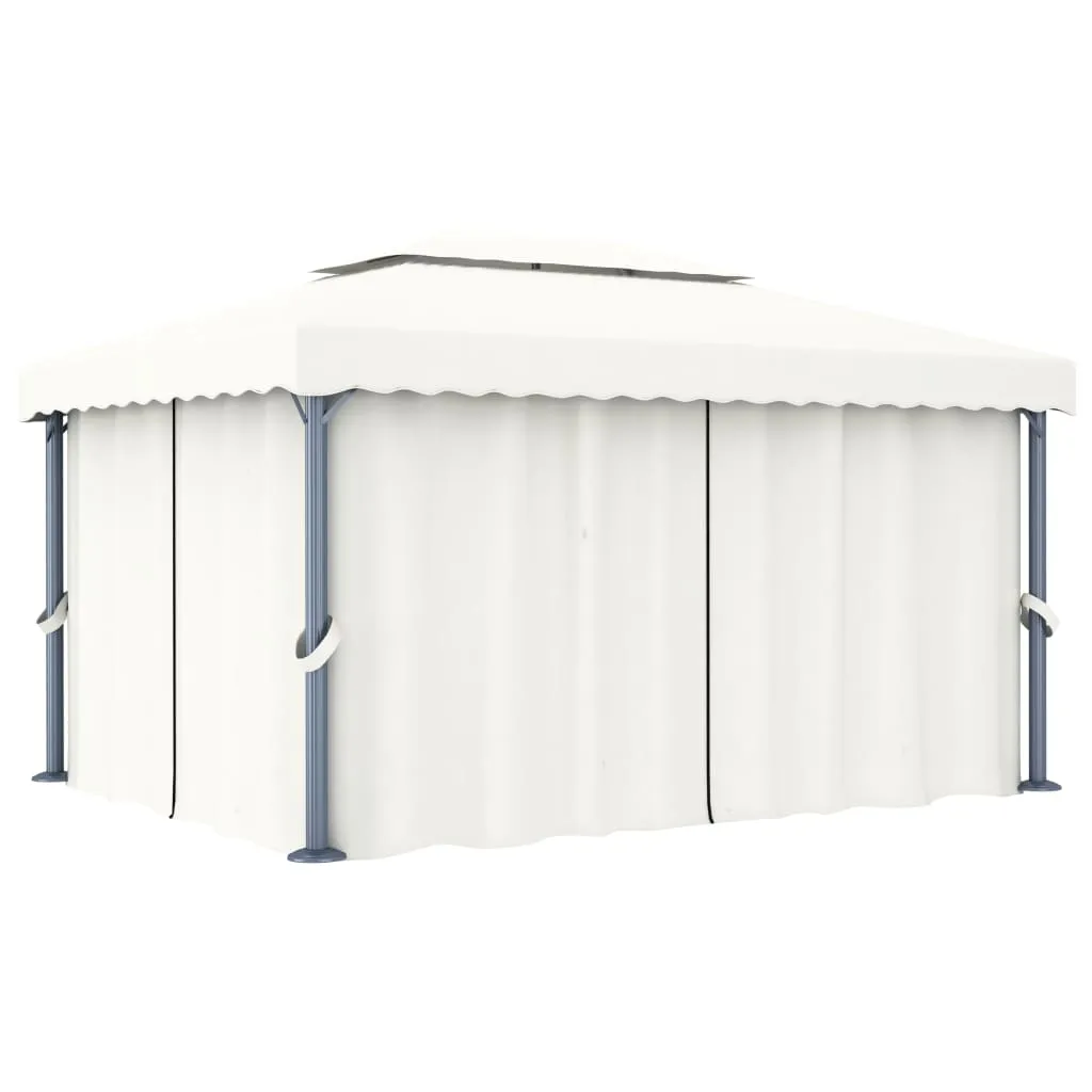 Eleganter Pavillon 4x3 m Cremeweiß mit Aluminium- und Stahlgestell